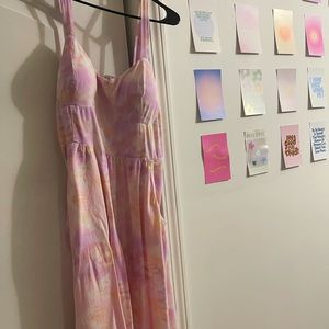 Pastel pink tie dye maxi dress with corset top